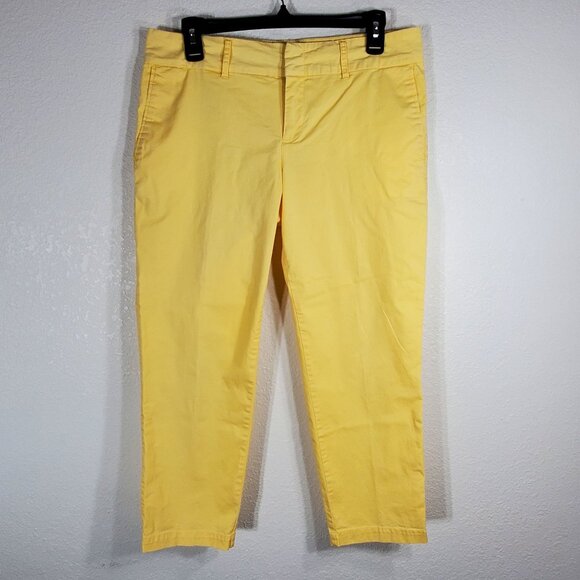 Kut from the Kloth Bright Yellow Size 8 Crop Trouser Cotton Stretch Chino Pants - Picture 1 of 12